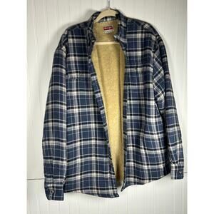Wrangler MEN'S HEAVYWEIGHT SHERPA LINED PLAID SHIRT JACKET fall outdoor Sz L